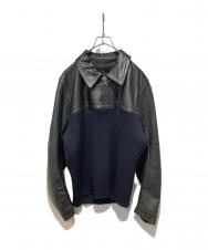 DIRK BIKKEMBERGS (ダークビッケンバーグ) レザーニット切替ジャケット ブラック サイズ:46