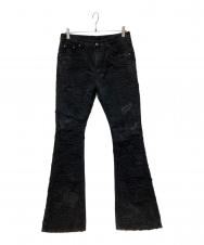 EMO STANCE CLUB (エモスタンスクラブ) Boro Destroyed Flared Jeans ブラック サイズ:１