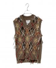 MM6 Maison Margiela (エムエムシックスメゾンマルジェラ) WOOL CUT OUT VEST ブラウン サイズ:S
