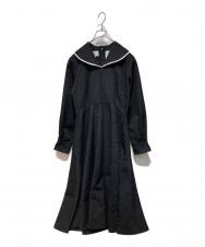 foufou (フーフー) big lace collar jacquard dress ブラック