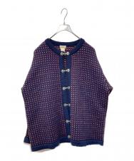 L.L.Bean (エルエルビーン) バーズアイウールカーディガン ネイビー×レッド サイズ:XL