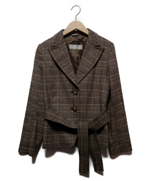 中古 古着通販 Maxmara マックスマラ ベルト付2bチェックジャケット ブラウン サイズ 40 下記参照 ブランド 古着通販 トレファク公式 Trefac Fashion