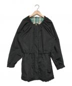 DRAWERドゥロワー）の古着「リバーシブルシルクギャザーコート」｜ブラック×グリーン