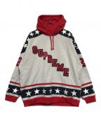 SUPREME（）の古着「Hockey Hooded Sweatshirt」｜グレー×レッド