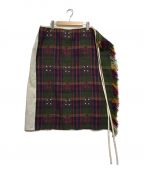 quitanキタン）の古着「Wrap Skirt with Bhutan Textiles」｜レッド×グリーン
