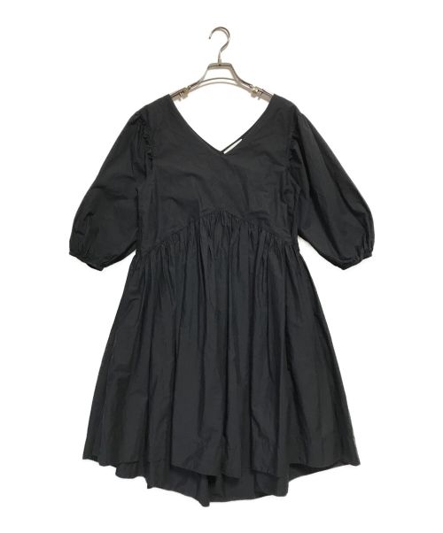 merlette（マーレット）merlette (マーレット) Vネックボリュームスリーブワンピース ブラック サイズ:XSの古着・服飾アイテム