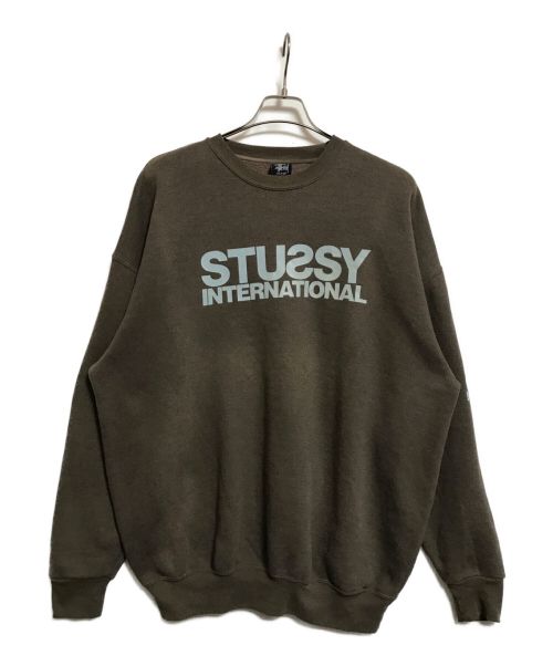 stussy（ステューシー）stussy (ステューシー) 90‘Sクルーネックスウェット ブラウン サイズ:XLの古着・服飾アイテム