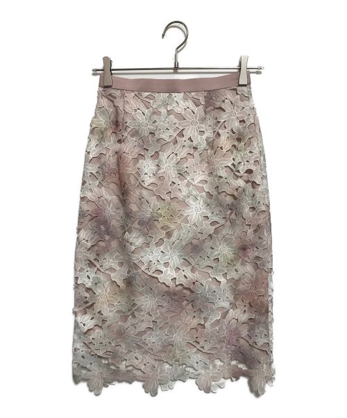 JUSGLITTY（ジャスグリッティー）JUSGLITTY (ジャスグリッティー) レースプリントタイトスカート ピンク サイズ:SIZE 0の古着・服飾アイテム