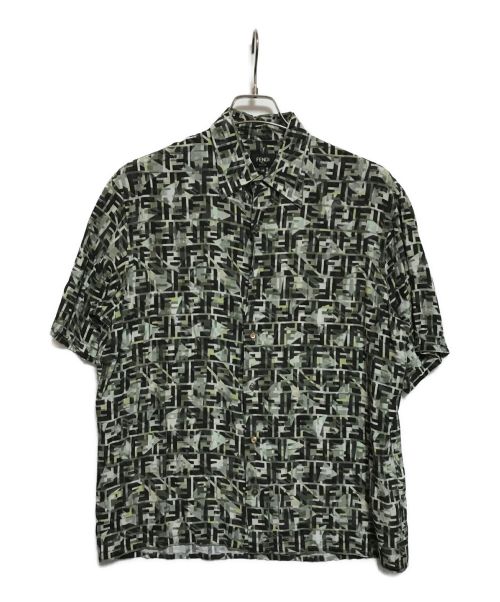 FENDI（フェンディ）FENDI (フェンディ) ズッカ柄レーヨンS/Sシャツ グリーン サイズ:38の古着・服飾アイテム