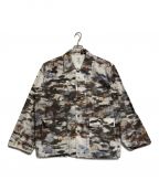 South2 West8サウスツー ウエストエイト）の古着「Hunting Shirt Cotton Back Sateen / Painting Pt.」｜ホワイト×ブラウン