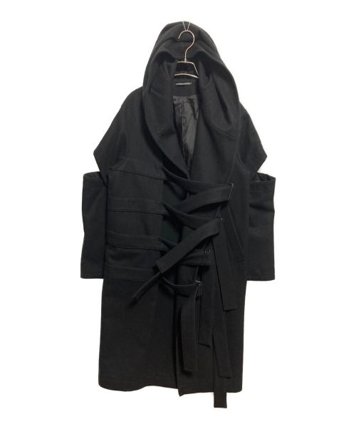 B Yohji Yamamoto（ビーヨウジヤマモト）B Yohji Yamamoto (ビーヨウジヤマモト) ベルテッドデザインフーデッドコート ブラック サイズ:1（下記参照）の古着・服飾アイテム