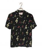 Aloha Blossomアロハブロッサム）の古着「SOUNDS GOODオープンカラーシャツ」｜ブラック