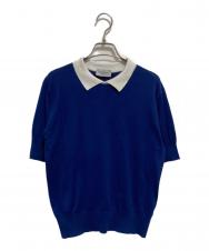 JOHN SMEDLEY (ジョンスメドレー) バイカラーニットポロシャツ ブルー サイズ:M