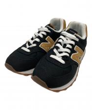 NEW BALANCE (ニューバランス) ローカットスニーカー ブラック×ベージュ サイズ:5