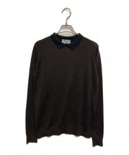 JOHN SMEDLEY (ジョンスメドレー) 襟付きウールニット ブラウン サイズ:M