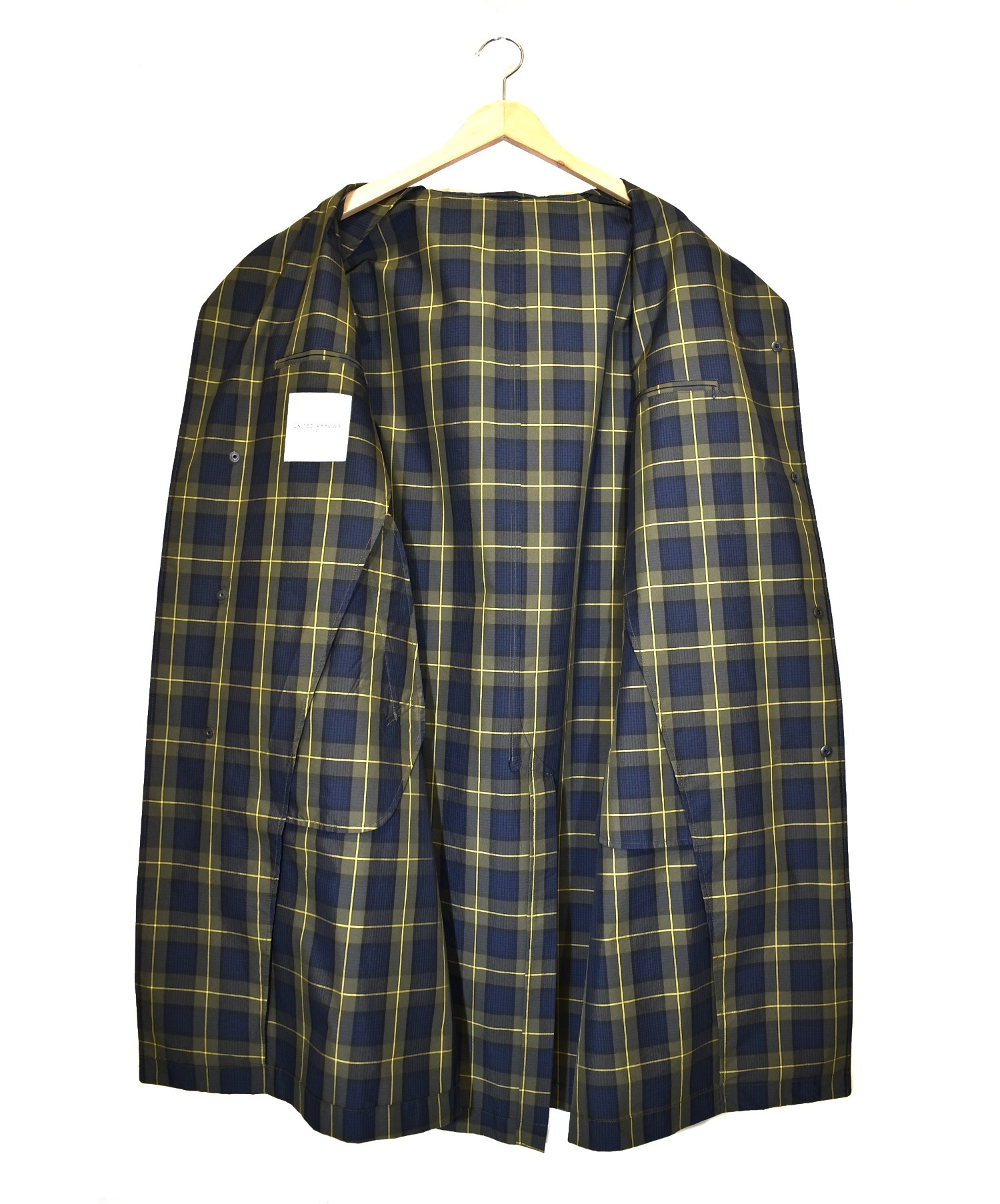中古 古着通販 United Arrows ユナイテッドアローズ Uastチェックバルカラーコート カーキ ネイビー サイズ L 1125 133 6970 ブランド 古着通販 トレファク公式 Trefac Fashion