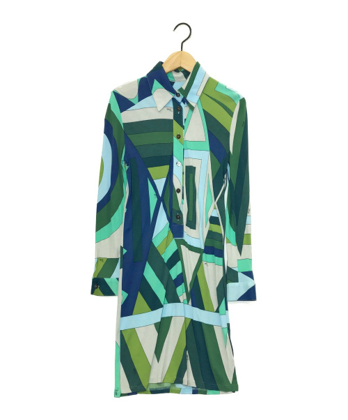 中古 古着通販 Emilio Pucci エミリオプッチ 総柄ワンピース ブルー サイズ 36 ブランド 古着通販 トレファク公式 Trefac Fashion