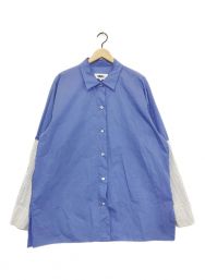 MM6 Maison Margiela (エムエムシックス メゾンマルジェラ) ストライプ切替オーバーサイズシャツ ブルー サイズ:46
