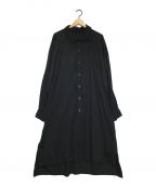 Yohji Yamamoto pour homme（）の古着「襟マチ付きシャツ製品染めロングシャツ」｜ブラック