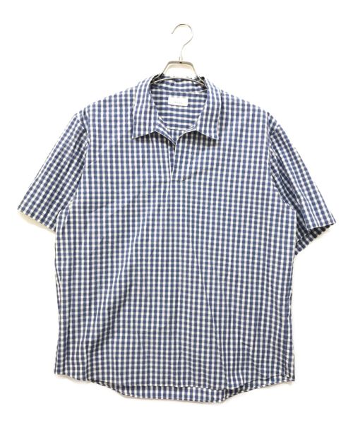 Phlannel（フランネル）Phlannel (フランネル) Cotton Silk Gingham Check Skipper Collar Shirt ブルー サイズ:3の古着・服飾アイテム