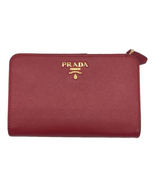 PRADA（プラダ）PRADA (プラダ) ラウンドジップ財布 レッドの古着・服飾アイテム