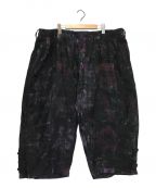 Yohji Yamamoto pour hommeヨウジヤマモト プールオム）の古着「紫チェックプリントパンツ」｜ブラック