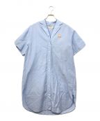maison kitsuneメゾンキツネ）の古着「Logo-Embroidered Shirt Dress」｜ブルー