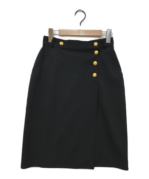 CHANEL（シャネル）CHANEL (シャネル) ココマーク金釦スカート ブラック サイズ:40の古着・服飾アイテム