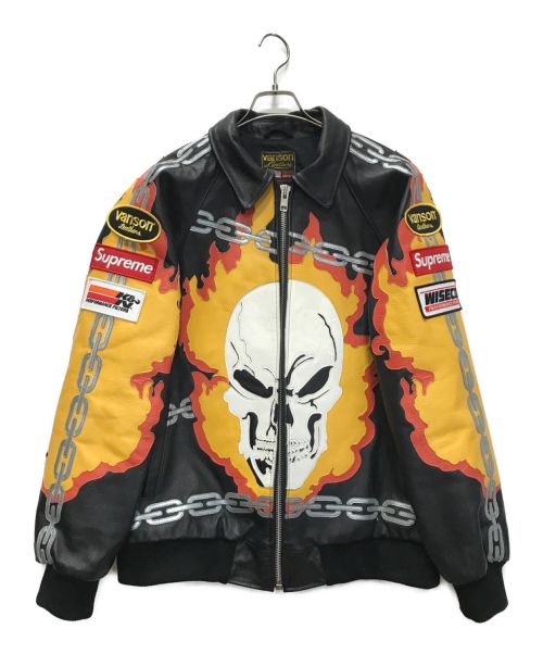 Supreme×Vanson（シュプリーム×バンソン）Supreme×VANSON (シュプリーム×バンソン) Leathers Ghost Rider Jacket ブラック サイズ:XLの古着・服飾アイテム