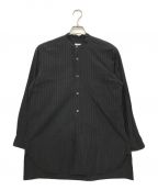 COMOLIコモリ）の古着「ロンドンストライプバンドカラーシャツ」｜ブラック