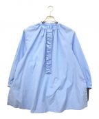 Traditional Weatherwearトラディショナルウェザーウェア）の古着「ギャザードプラケットスタンドカラーシャツ」｜ブルー