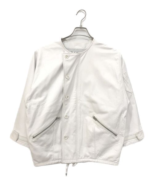 sisii（シシ）sisii (シシ) ノーカラーラフレザーブルゾン ホワイト サイズ:下記参照の古着・服飾アイテム