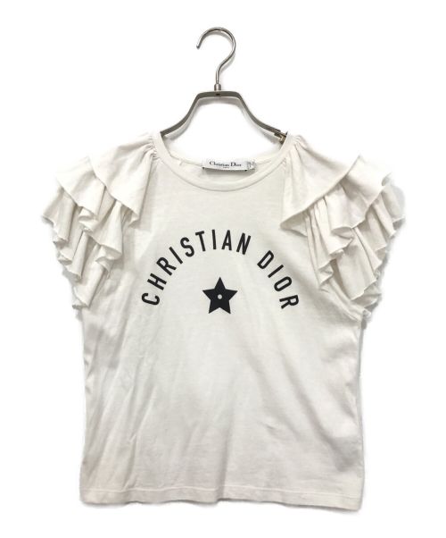 Christian Dior（クリスチャン ディオール）Christian Dior (クリスチャン ディオール) フリルコットンジャージーTシャツ ホワイト サイズ:Sの古着・服飾アイテム