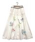 MUVEIL（ミュベール）の古着「フラワー刺繍デニムスカート」｜ホワイト