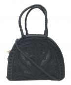 Mame Kurogouchiマメクロゴウチ）の古着「Cording Embroidery Demi Lune Handbag」｜ブラック