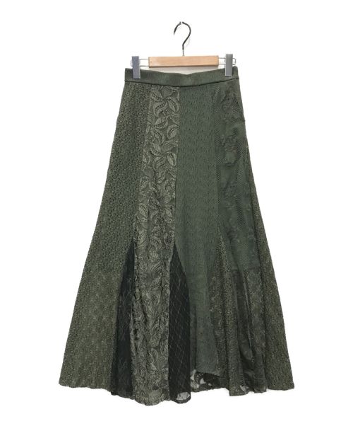 Ameri（アメリ）AMERI (アメリ) LIMITED PATCHWORK LACE SKIRT グリーン サイズ:Sの古着・服飾アイテム