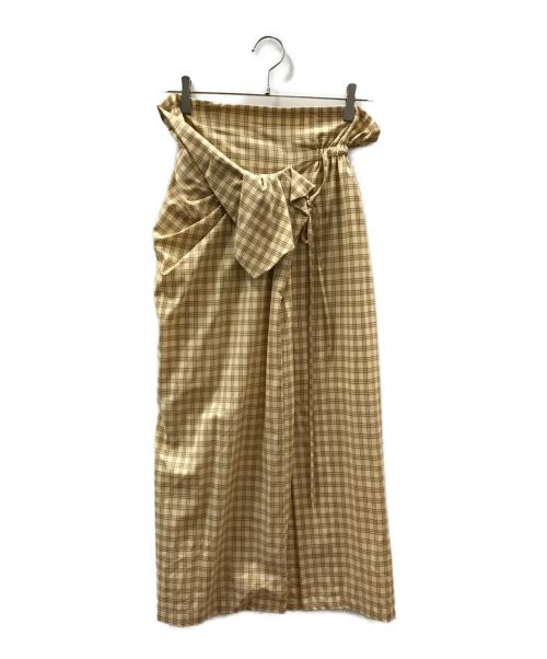 Mame Kurogouchi（マメクロゴウチ）mame kurogouchi (マメクロゴウチ) Summer Wool Plaid Front Slit Skirt イエロー サイズ:1の古着・服飾アイテム
