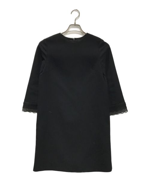 ANAYI（アナイ）ANAYI (アナイ) ウールジョーゼットスカラップ ワンピース ブラック サイズ:34の古着・服飾アイテム