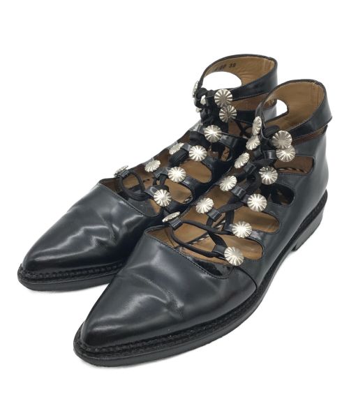 TOGA PULLA（トーガ プルラ）TOGA PULLA (トーガ プルラ) cut-out lace-up Ankle Boots ブラック サイズ:39の古着・服飾アイテム
