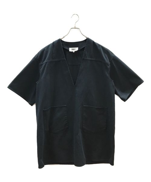 MM6 Maison Margiela（エムエムシックス メゾンマルジェラ）MM6 Maison Margiela (エムエムシックス メゾンマルジェラ) VネックコットンTシャツドレス ブラック サイズ:Sの古着・服飾アイテム
