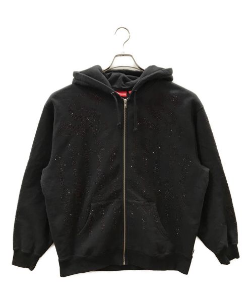 SUPREME（シュプリーム）Supreme (シュプリーム) Rhinestone Zip Up Hooded Sweatshirt ブラック サイズ:Lの古着・服飾アイテム