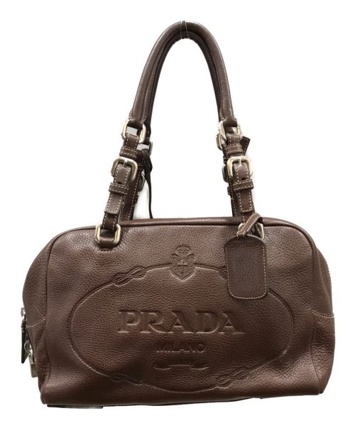 PRADA（プラダ）PRADA (プラダ) 型押しロゴミニボストンバッグ ブラウン サイズ:下記参照の古着・服飾アイテム