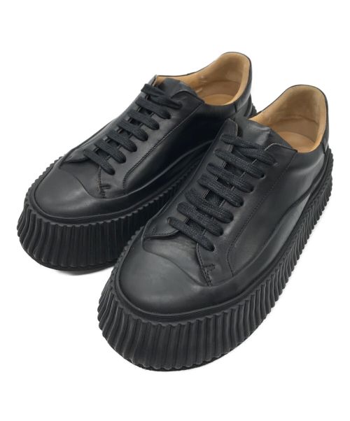 JIL SANDER（ジルサンダー）JIL SANDER (ジルサンダー) Vulcanized Leather Sneakers ブラック サイズ:22.5ｃｍの古着・服飾アイテム