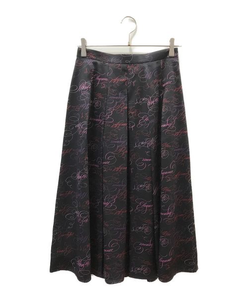 ANAYI（アナイ）ANAYI (アナイ) カリグラフィープリントタックフレアスカート ブラック サイズ:38の古着・服飾アイテム