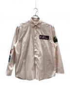 RAF SIMONSラフシモンズ）の古着「OVERSIZED SHIRT WITH PATCHES」｜ピンク