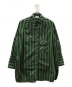 GANNIガニー）の古着「Stripe Cotton Shirt」｜グリーン
