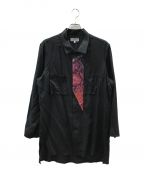 Yohji Yamamoto pour hommeヨウジヤマモト プールオム）の古着「プリント切替デザインシャツ」｜ブラック