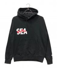 WIND AND SEA (ウィンダンシー) GOD SELECTION XXX (ゴッドセレクショントリプルエックス) コラボプルオーバーパーカー ブラック サイズ:S 未使用品