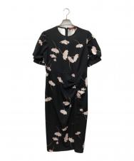 MaxMara (マックスマーラ) ベルト付き花柄ワンピース ブラック サイズ:SIZE L