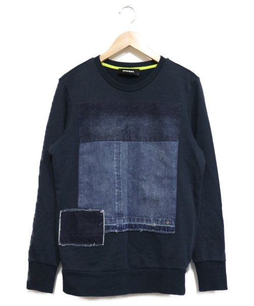 中古 古着通販 Diesel ディーゼル デニムパッチワークスウェット ネイビー サイズ Xs ブランド 古着通販 トレファク公式 Trefac Fashion